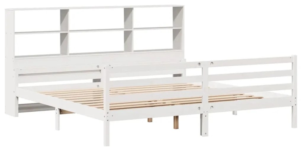 Letto libreria senza materasso bianco 200x200 cm legno di pino
