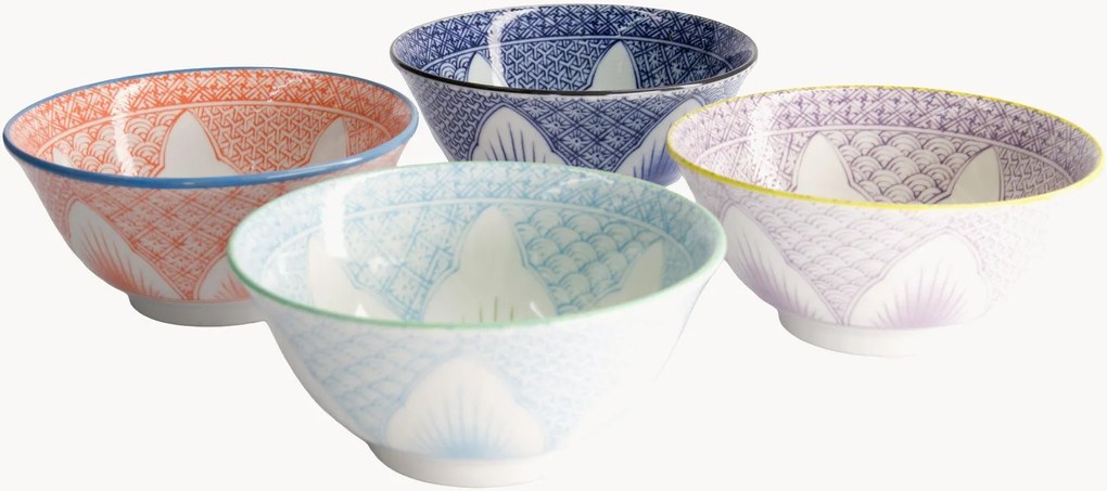 Set di 4 ciotole in porcellana Lily Flower