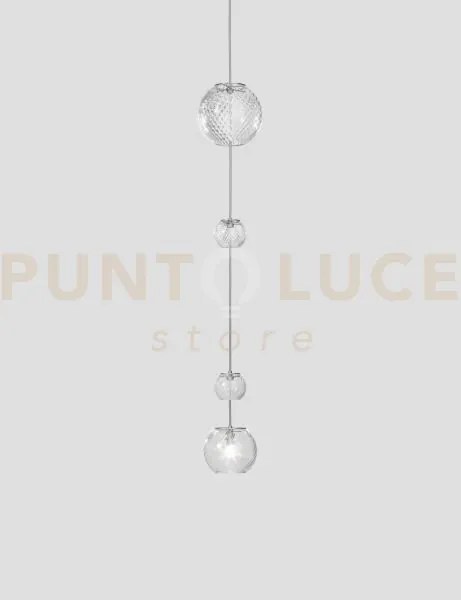 Oto sospensione peac cristallo rigadin nickel satinato 1 luce attac...