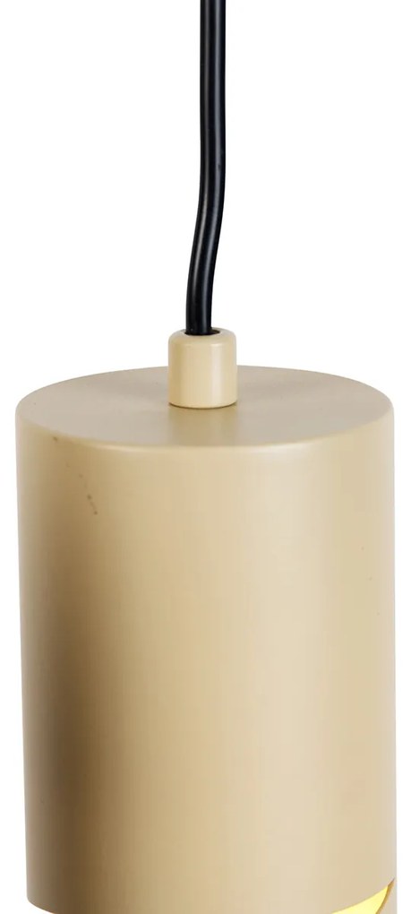 Lampada a sospensione moderna nera con 6 luci color talpa e beige - Stream