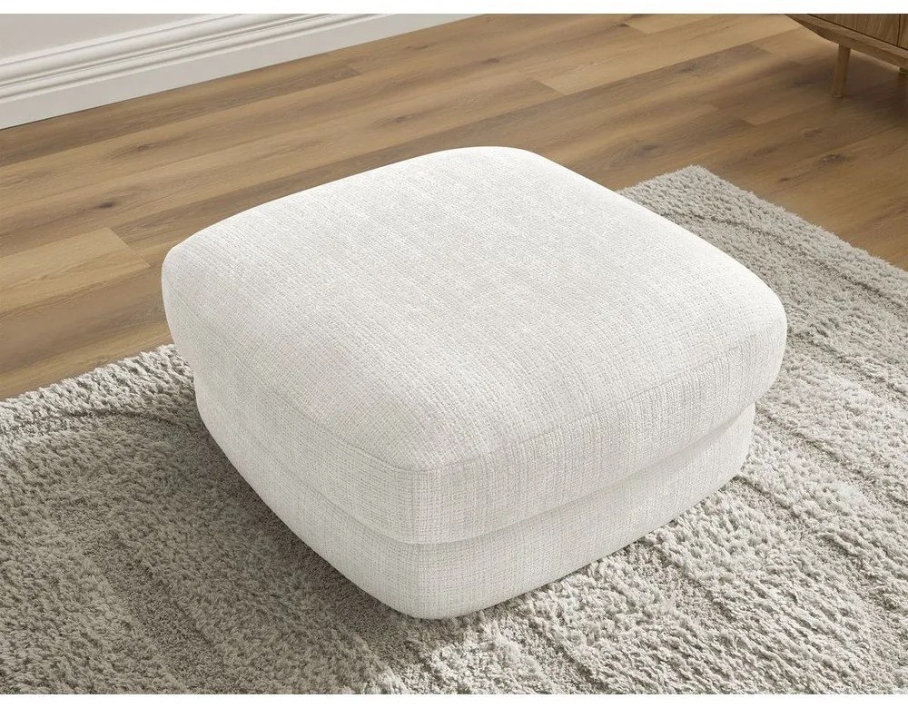 Poggiapiedi bianco con rivestimento in ciniglia Leonore – Bobochic Paris