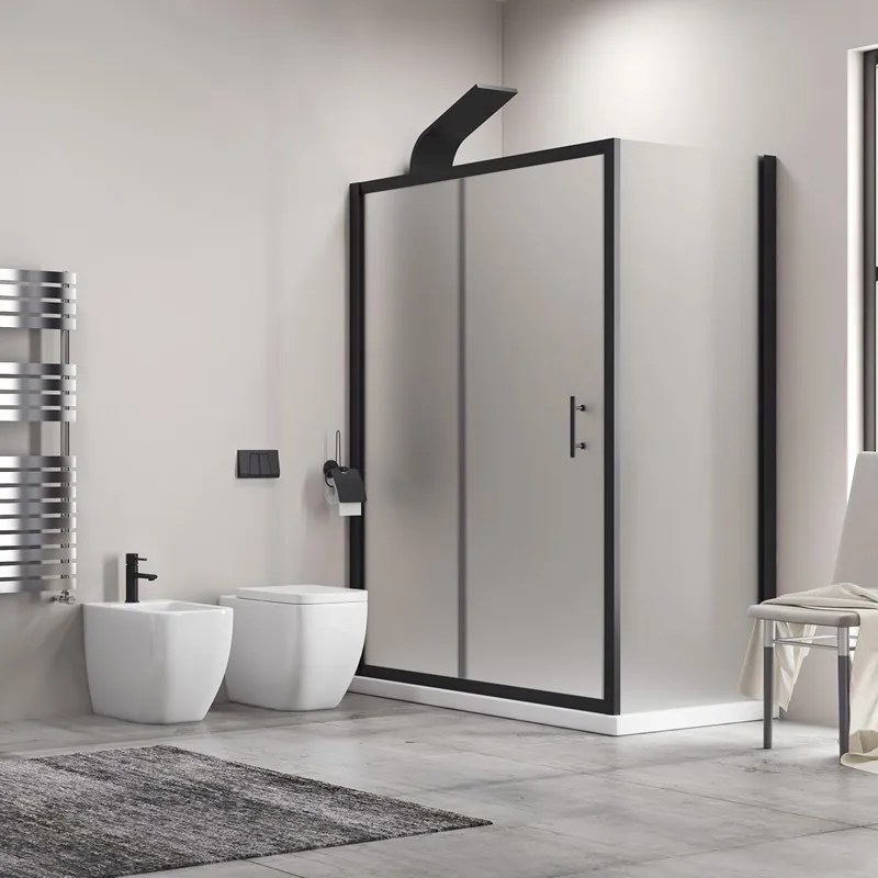 Box doccia vetro piumato 80x120 telaio nero opaco | KFN5000SN - KAMALU