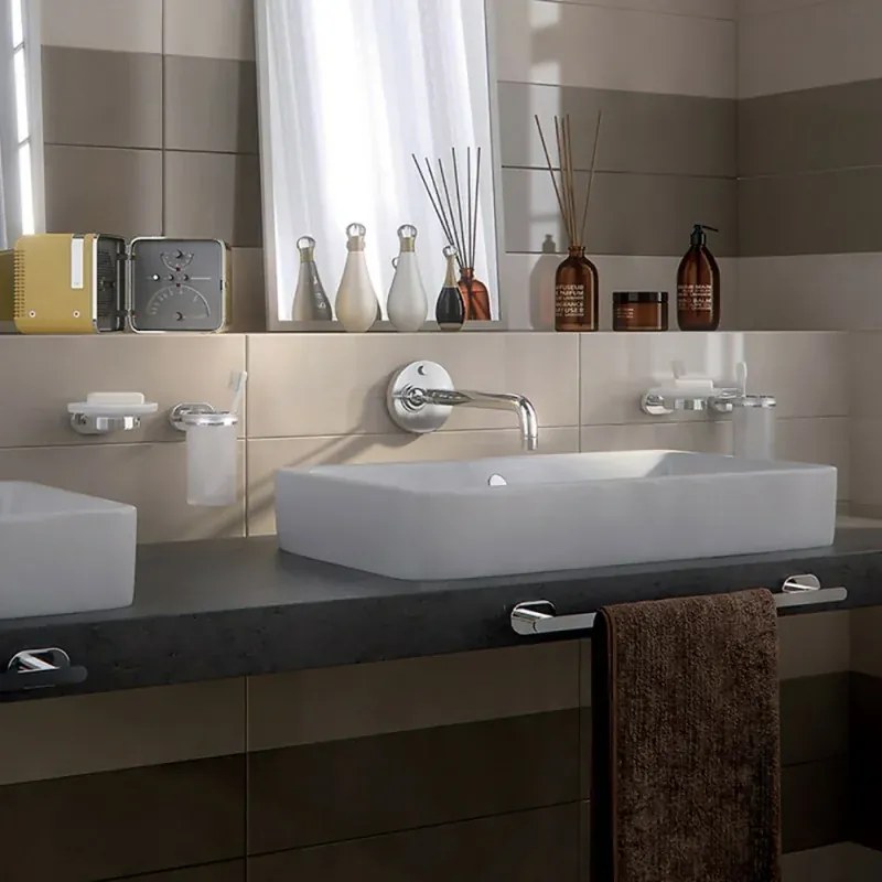 Portaspazzolini bagno a muro in acciaio inox e vetro Gedy serie Bernina