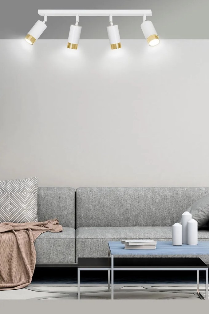 Lampada da Soffitto in Acciaio HIRO 4 Nero Cromo/Oro 4xGU10