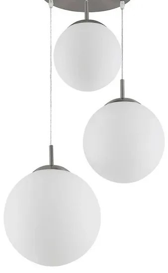 Heleska 3 Round Lampada a Sospensione Opal/Nickel - Lindby