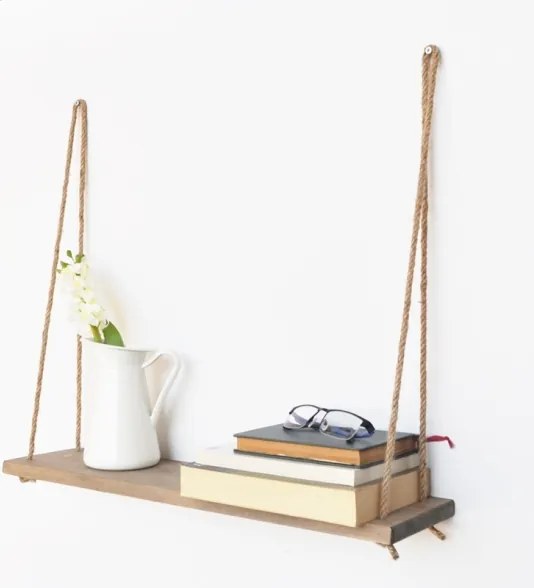 Mensola A Parete Stile Industrial In Corda E Abete Naturale Elis