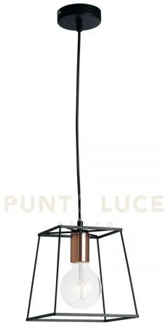 Lampadario a sospensione harlem nera e rame 1 luce attacco e27 22x2...