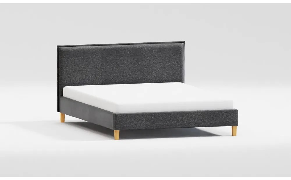 Letto matrimoniale imbottito grigio scuro con griglia 180x200 cm Tina - Ropez