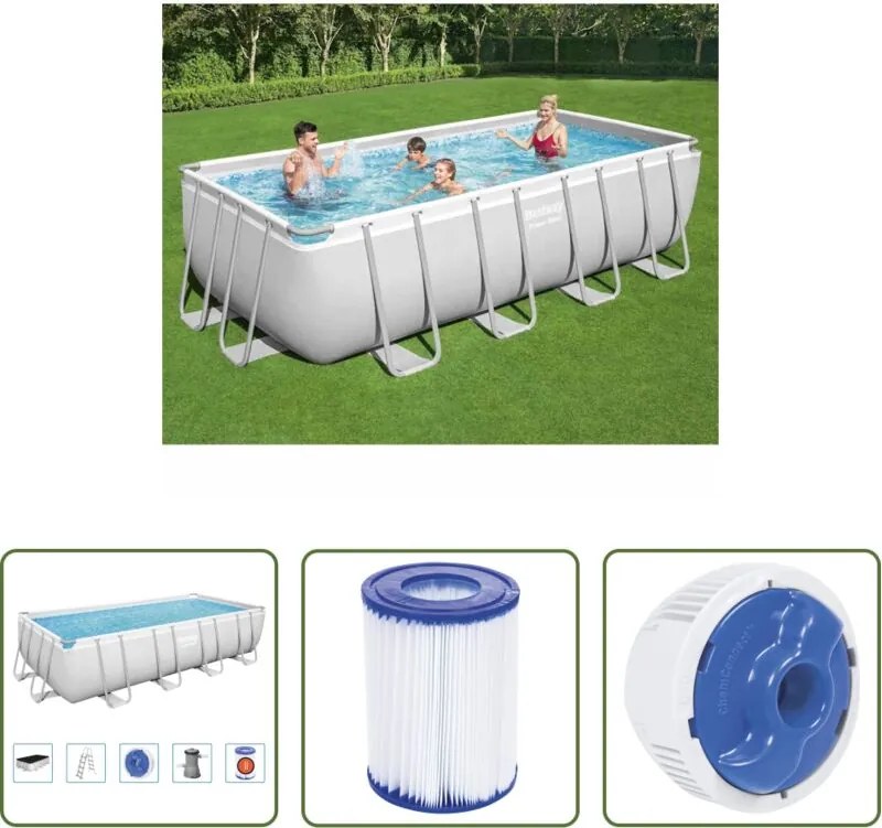 vidaXL Piscina rettangolare - Bestway Power Steel Set Piscina Rettangolare 488x244x122 cm