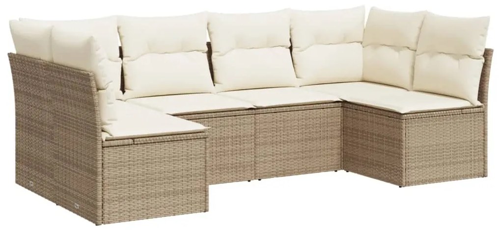 Set Divano da Giardino 6 pz con Cuscini Beige in Polyrattan