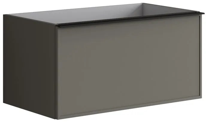 Mobile da bagno da fissare sotto lavabo L 80 x H 40 x P 45.5 cm grigio laccato, 2 cassetti Pixel frame