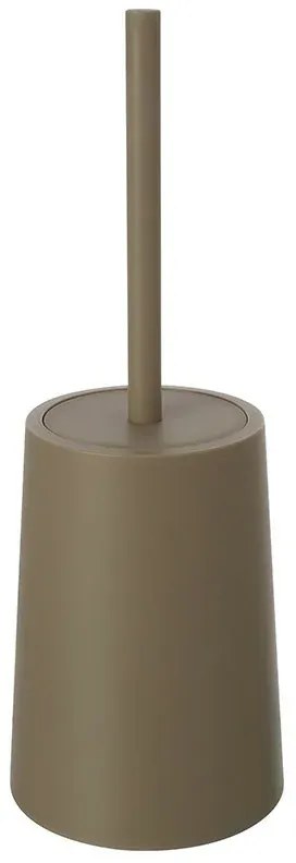 Porta scopino wc da appoggio in plastica tortora dal design tondo
