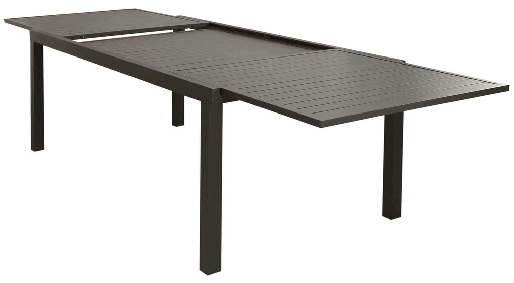 DEXTER - set tavolo in alluminio cm 200/300 x 100 x 74 h con 8 poltrone Aulus