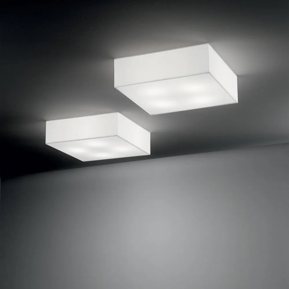 Plafoniera Moderna Ritz Tessuto Bianco 4 Luci E27 D60Cm