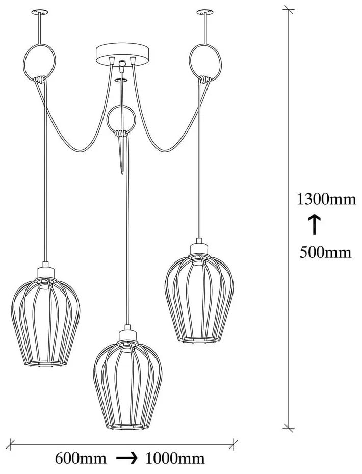 Lampada a sospensione nera per 3 lampadine Tel Chain - Opviq lights