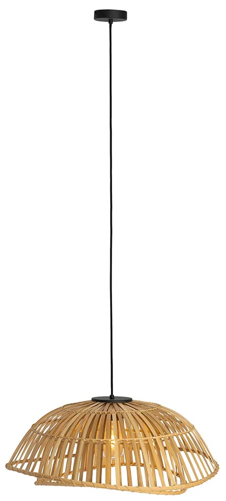 Lampada a sospensione orientale nera con bambù naturale 62 cm - Pua