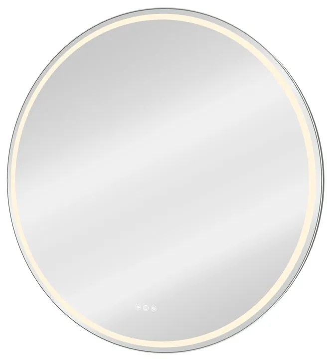 Specchio con illuminazione integrata bagno tondo SENSEA L 100 x H 100 x P 3 cm grigio / argento