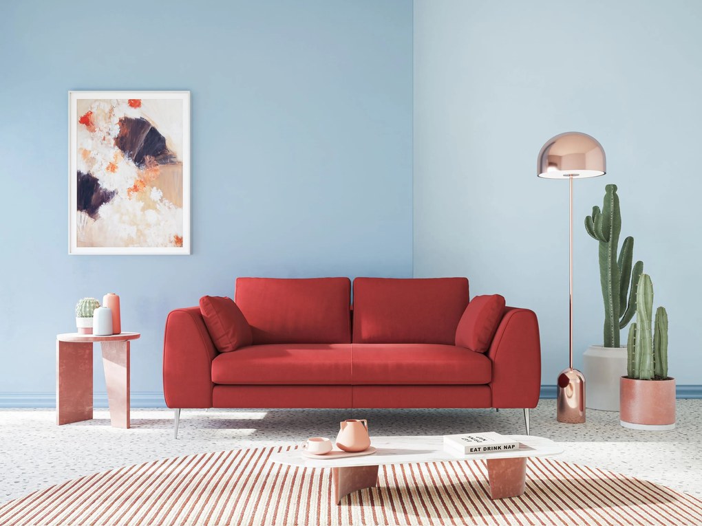 Plano divano moderno in microfibra tecnica smacchiabile T11 rosso