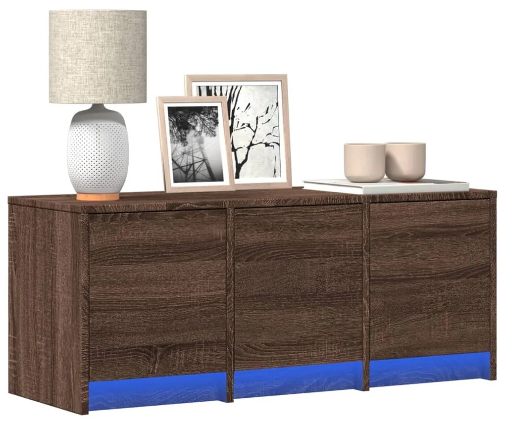 Mobile Porta Tv Con Led Rovere Marrone 97x34x40 Cm Truciolato /
