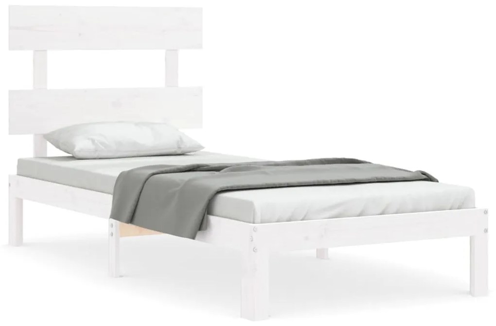 Giroletto con testiera bianco single in legno massello