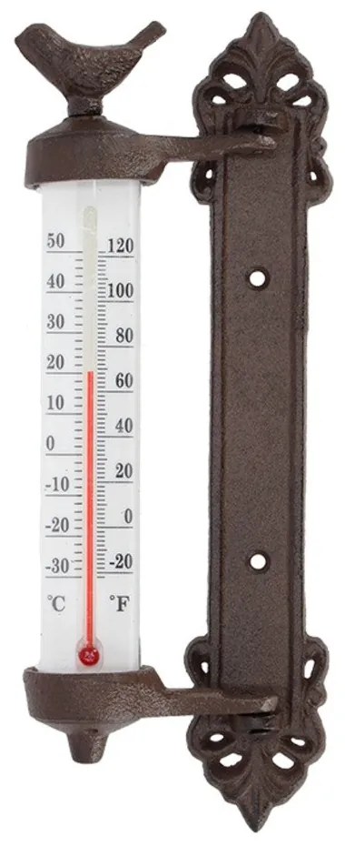 Termometro da parete in ghisa Dekor Bird, altezza 27,3 cm - Esschert Design