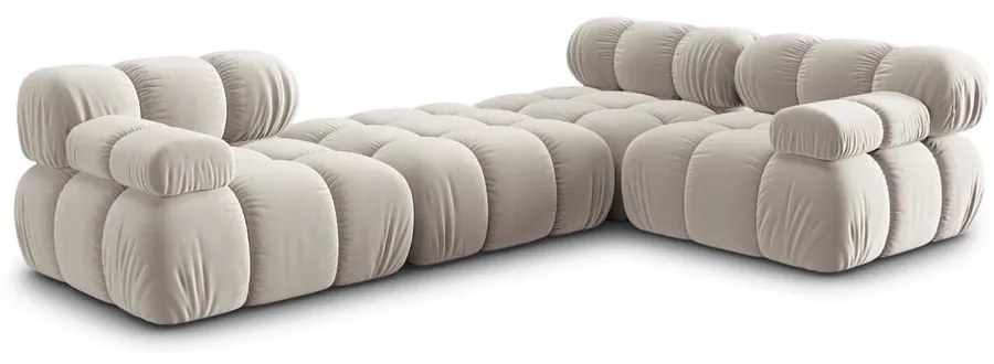 Divano angolare componibile beige (con composizione variabile) con rivestimento in velluto Bellis – Micadoni