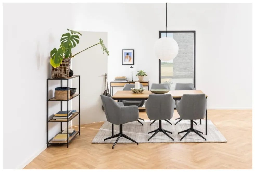 Libreria nera-color legno naturale effetto rovere 77x114 cm Seaford - Actona