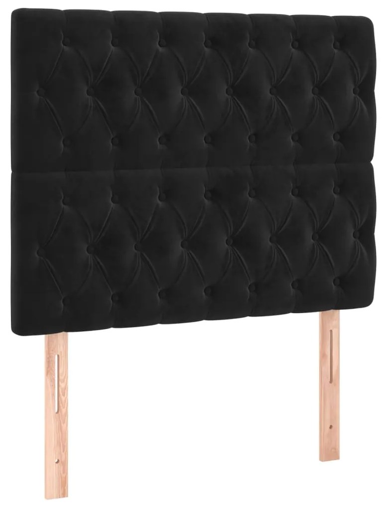 Testiera 2 pz nera 90 x 7 x 78/88 cm in velluto