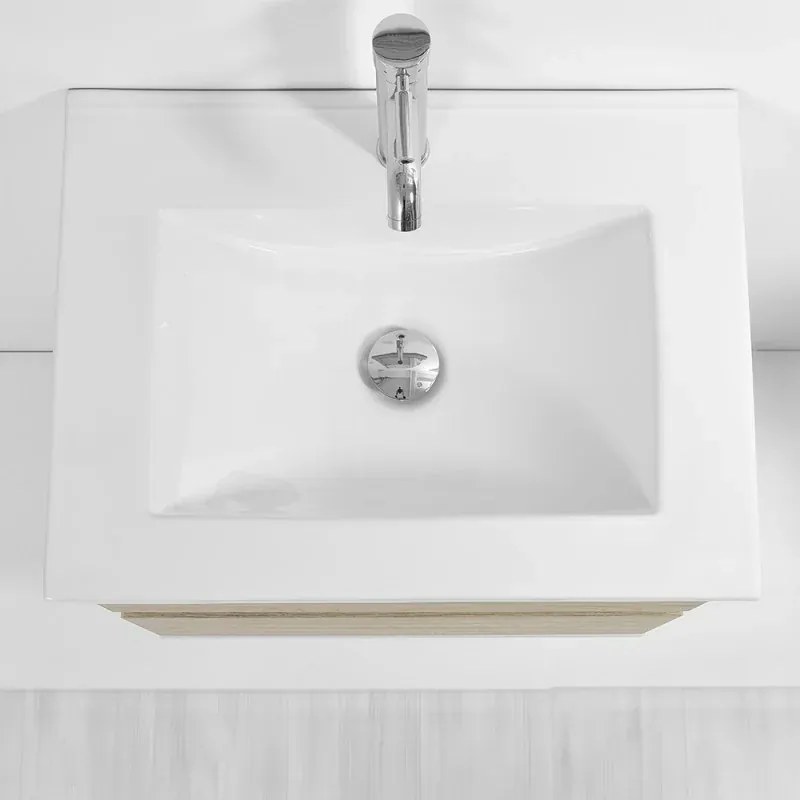 Mobile bagno sospeso 60 cm Duble rovere africa con lavabo e specchio