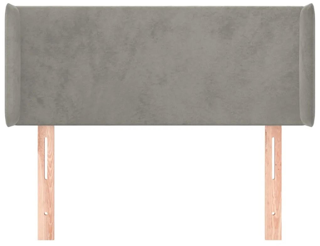 Testiera ad orecchio grigio chiaro 103x16x78/88 cm in velluto