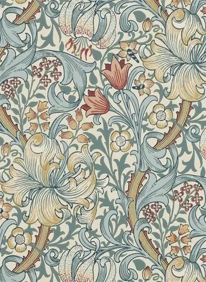 Tapete Golden Lily von Morris & Co. - Slate/ Manilla