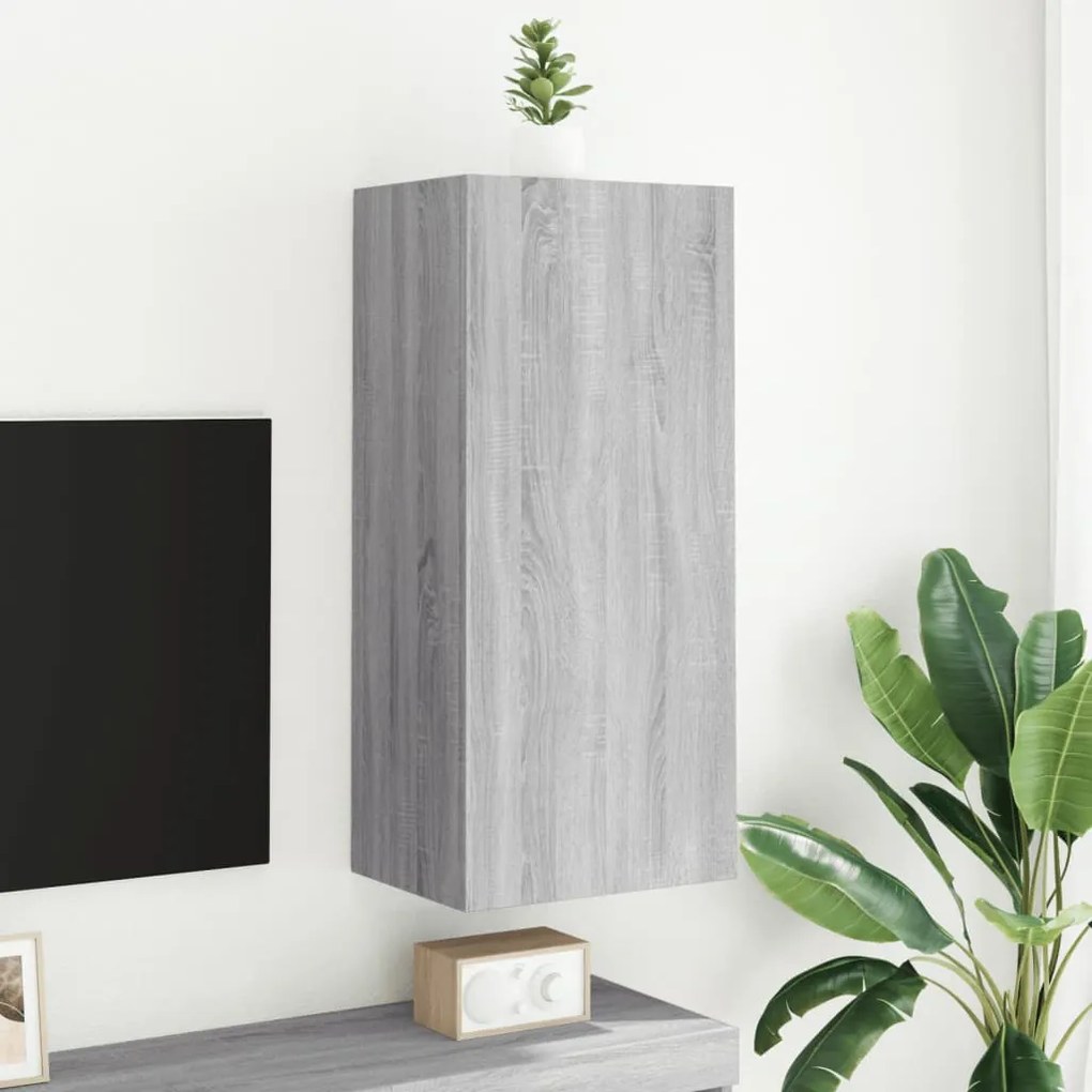 Mobile tv parete grigio sonoma 40,5x30x90 cm legno multistrato