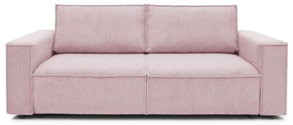 Divano letto in velluto a coste rosa chiaro 245 cm Nihad - Bobochic Paris