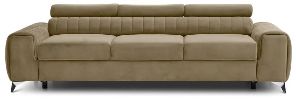 Divano marrone chiaro allungabile e rivestimento in velluto 261 cm Laurence – ELTAP