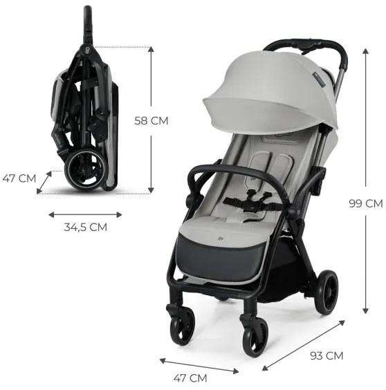 KINDERKRAFT - Passeggino sportivo APINO grigio
