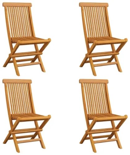 Sedie da Giardino con Cuscini Grigi 4 pz Massello di Teak