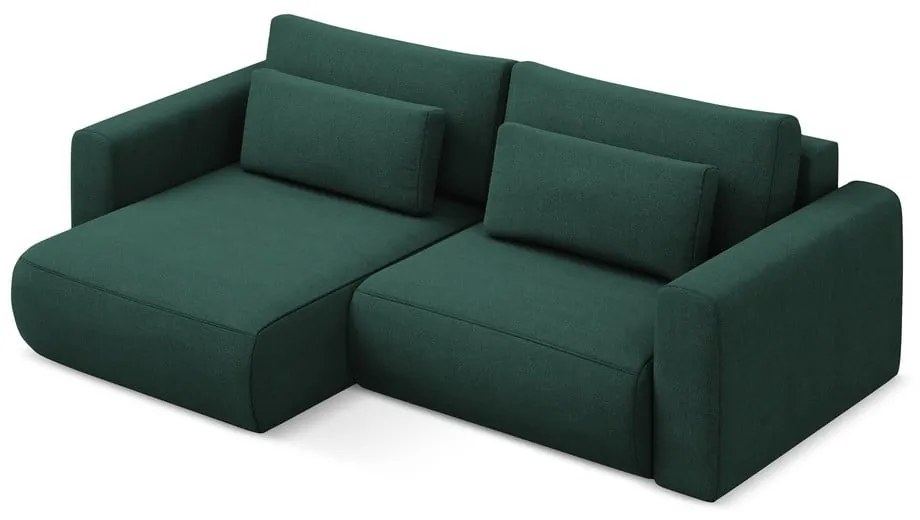Divano angolare verde allungabile/con contenitore (con penisola a sinistra/con chaise lounge) Kapua – Makamii