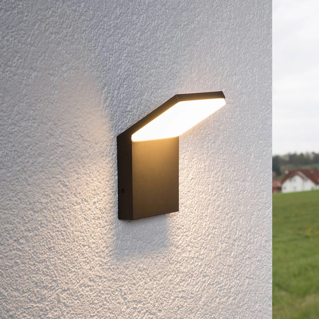 Applique da esterni a LED NEVIO Lucande, Nero, Alluminio, Moderno, Applique LED da esterni