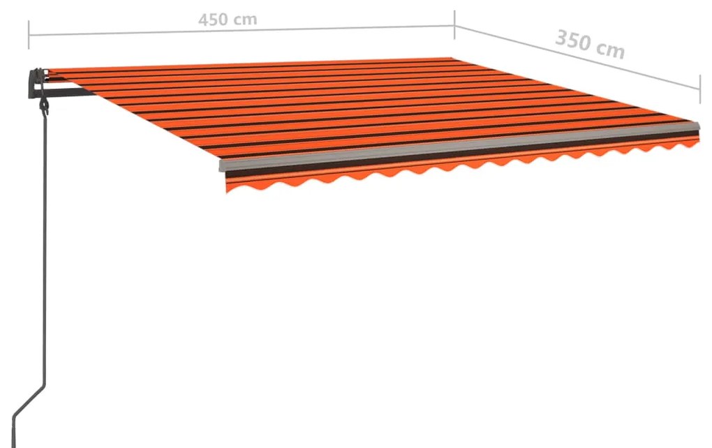 Tenda Retrattile Automatica con Pali 4,5x3,5 m Arancio Marrone