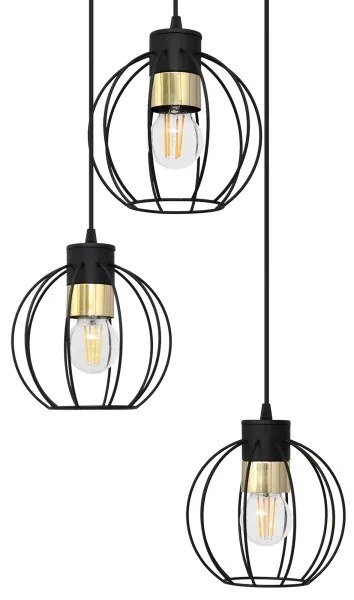 Lampadario a sospensione con filo STARLIGHT 3xE27/15W/230V nero/oro
