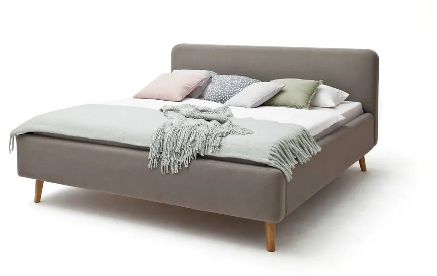 Letto matrimoniale imbottito grigio/marrone 160x200 cm Mattis - Meise Möbel