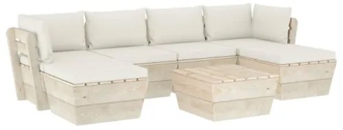 Set Divani da Giardino su Pallet 7 pz con Cuscini Legno Abete