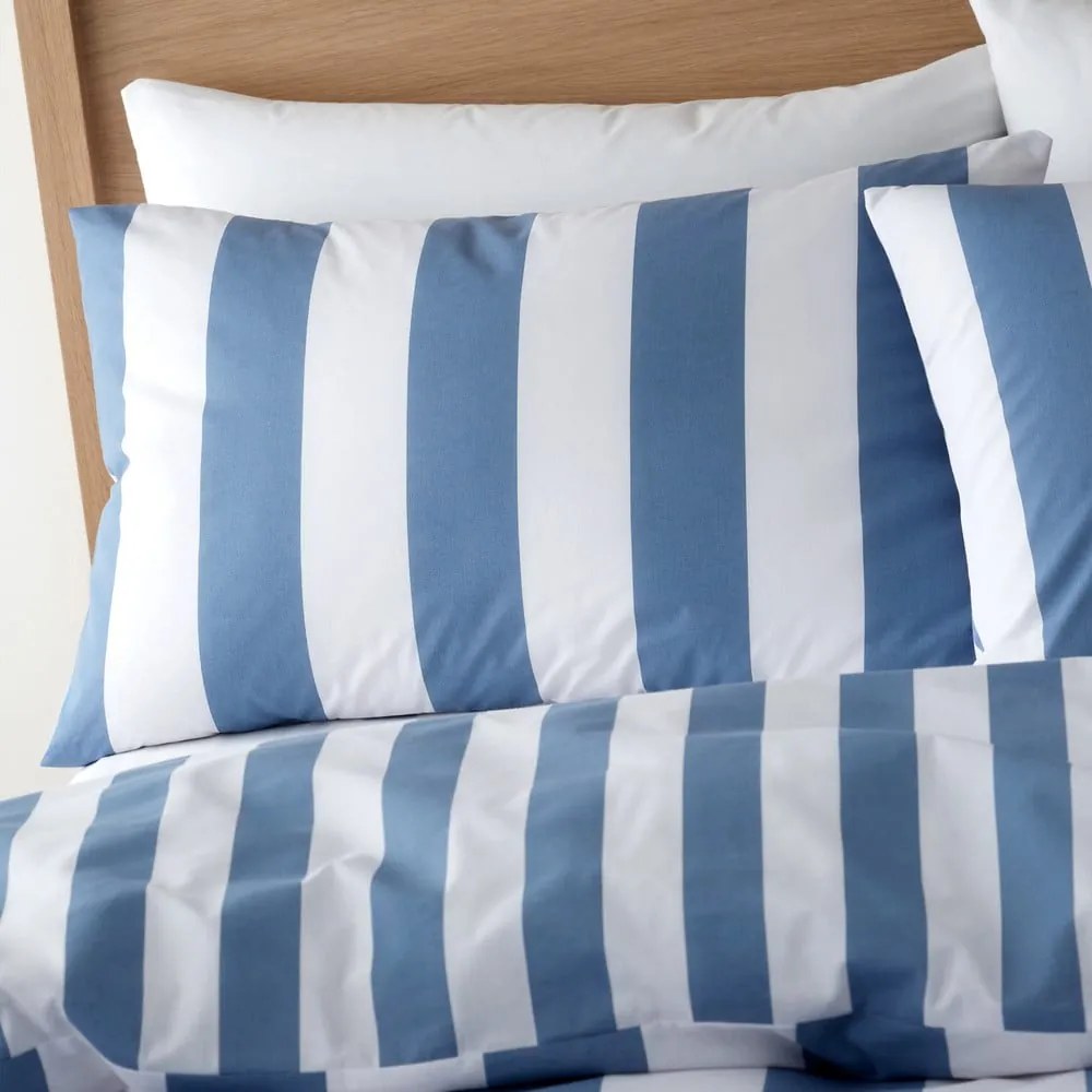 Biancheria da letto singola bianca e blu 135x200 cm Cove Stripe - Catherine Lansfield