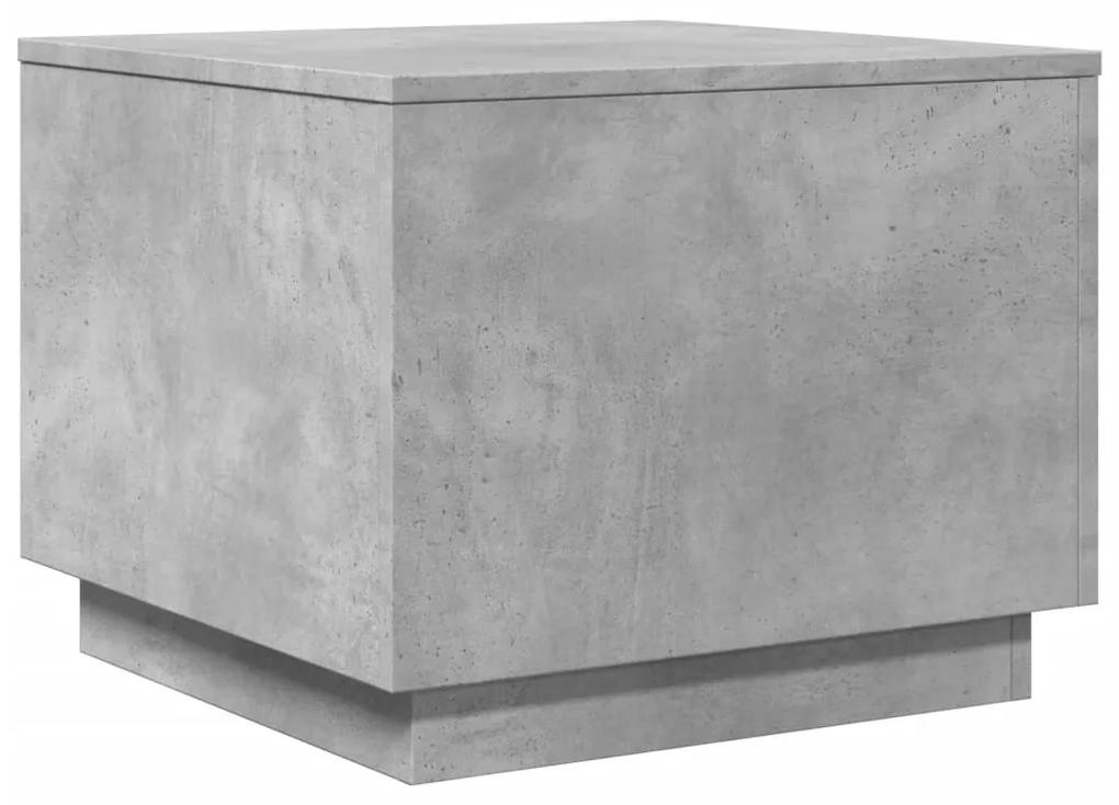 Tavolino da salotto con luci led grigio cemento 50x50x40 cm