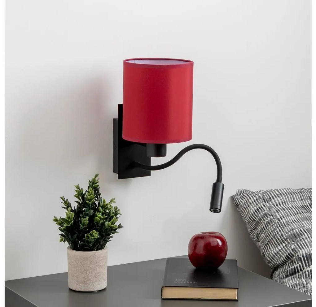 Brilagi-Applique a LED NUBILA 1xE27/25W/230V+LED/3W nero/Pompeiana rosso