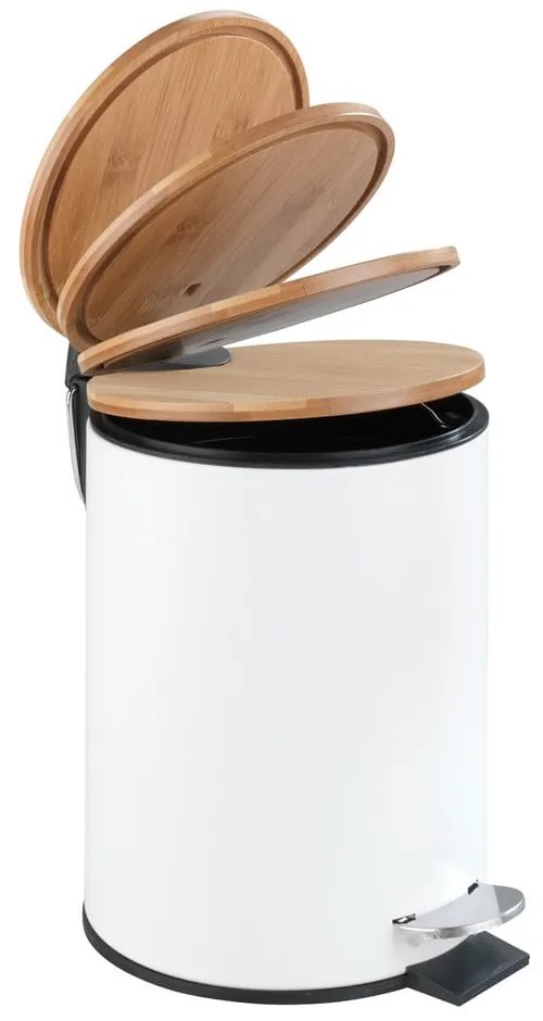 Cestino a pedale bianco Bamboo, 3 l Tortona - Wenko