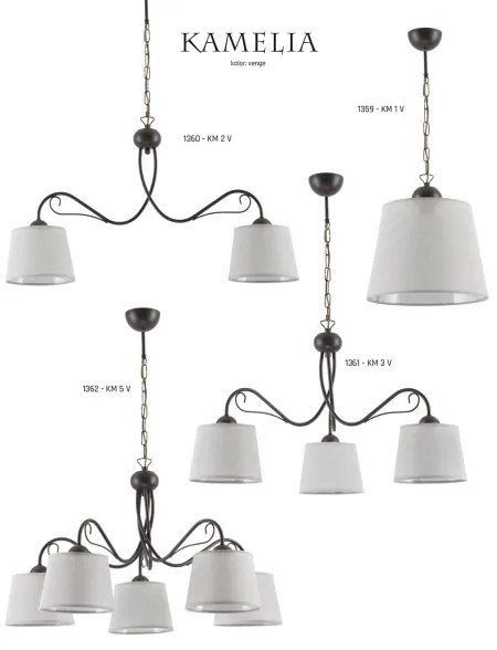 Jupiter 1360 - KM 2 V - Lampadario a sospensione con catena KAMELIA 2xE27/60W/230V
