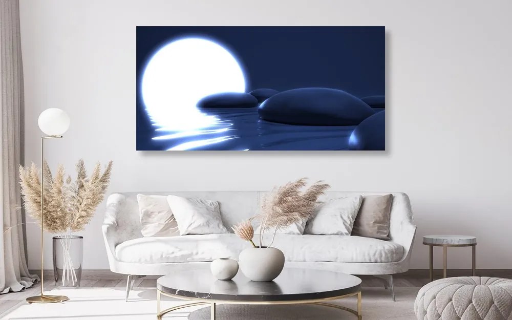 Stampa su tela – Pietre Zen e luna piena