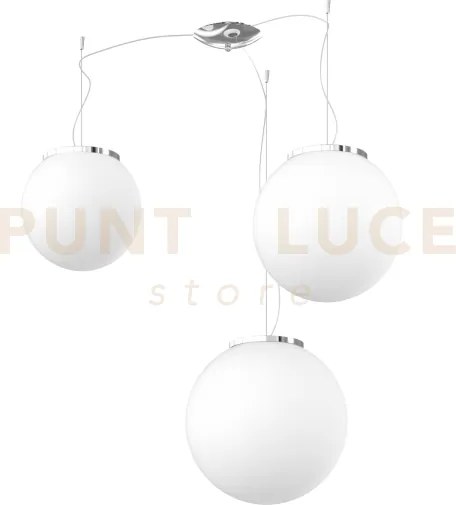 Mars sospensione montatura cromo vetro bianco d.25+30+35 cm 3 luci ...