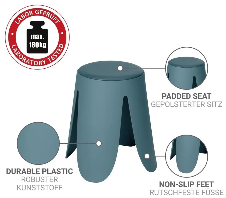 Sgabello color petrolio in plastica impilabile Comiso – Wenko